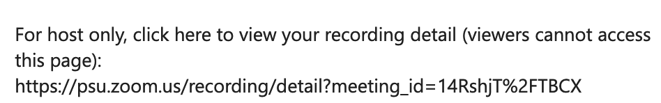 Zoom recording link in email