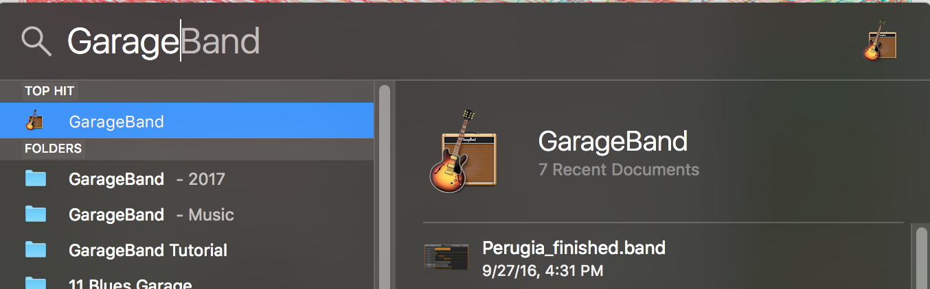 Search for garageband