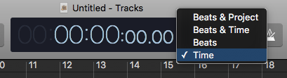 Select Time from the beats and time display options.