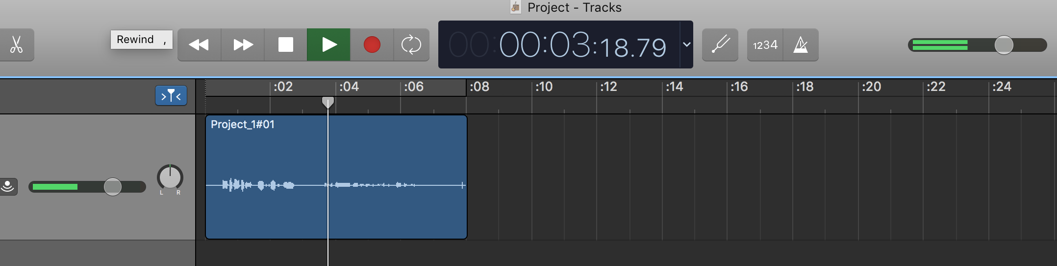 garageband how to trim in the middle of a track