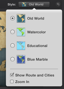 Map style options menu