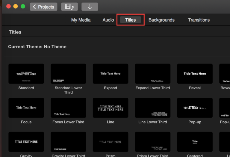 iMovie titles