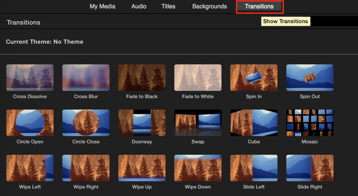 iMovie transitions