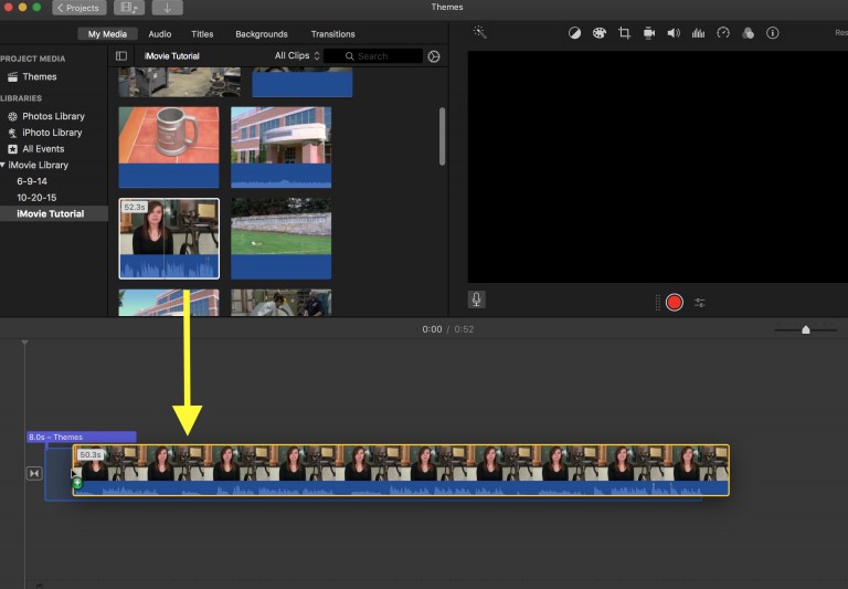 how to trim a video on imovie on mac