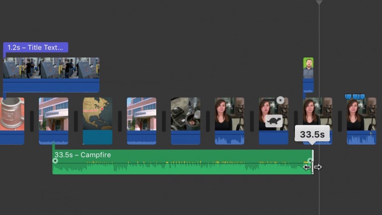 iMovie adjusting length of sound clip