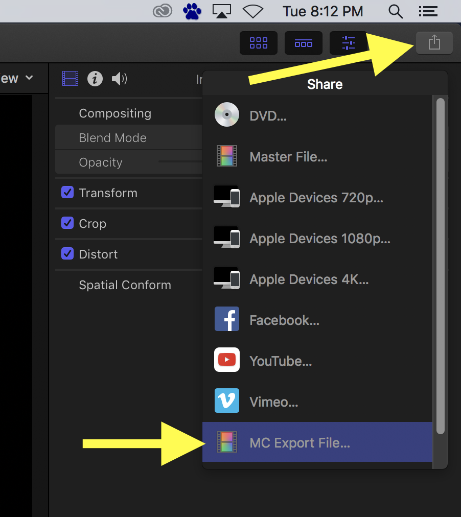 Share project button on right side of toolbar