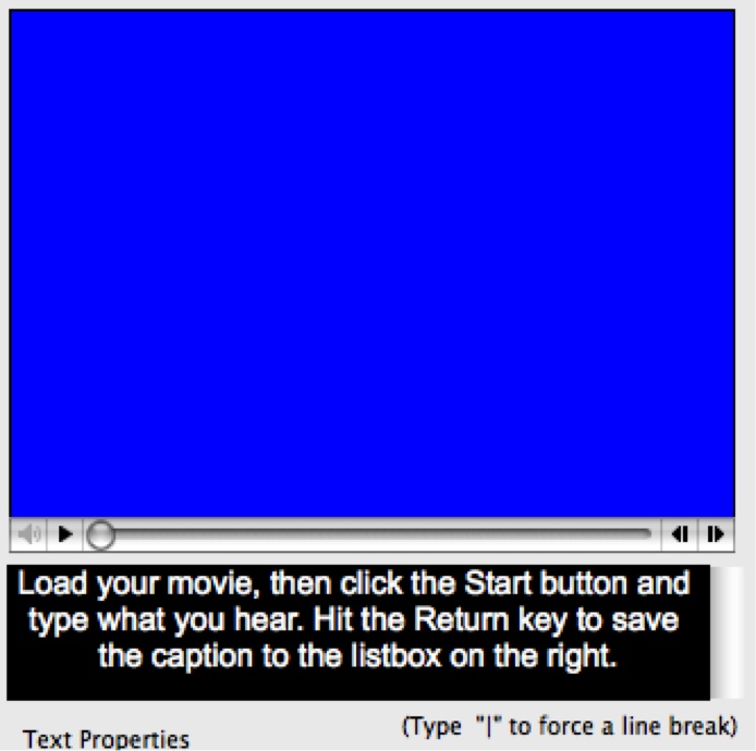 Player screen in Movie Captioner