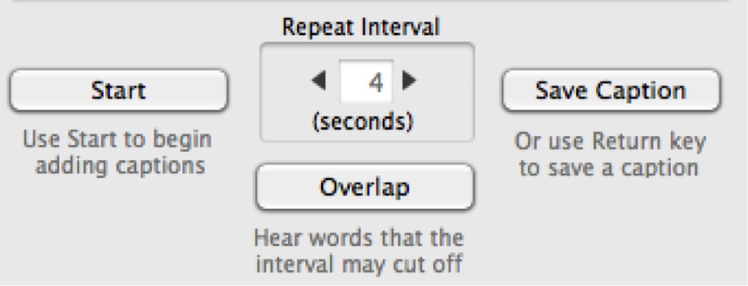 Caption interval settings