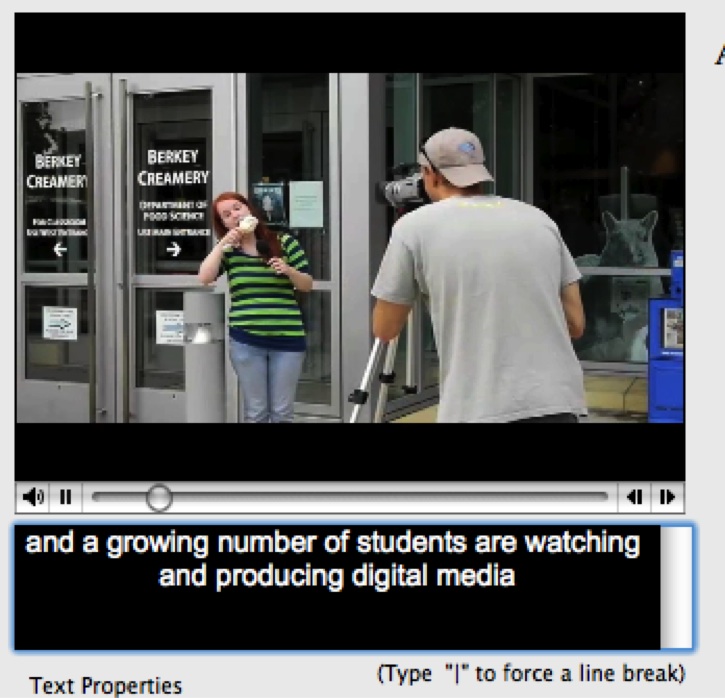 video player and caption entry box