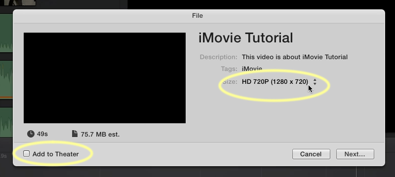 imovie 10.0.5 export quality youtube