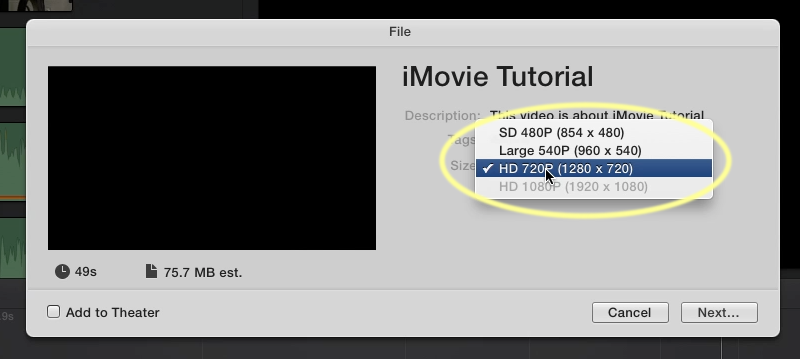 how to export mov from imovie 10.1.7