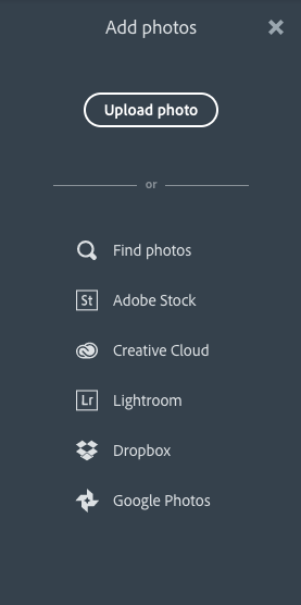 Options to add photos