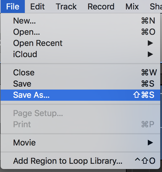 File menu with Save As option selected