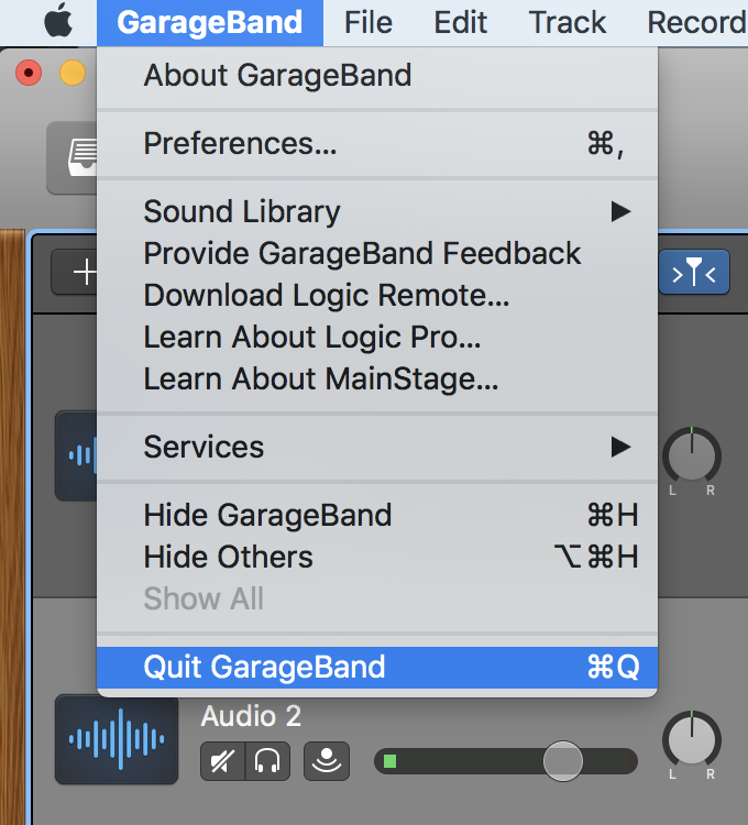 Quit GarageBand