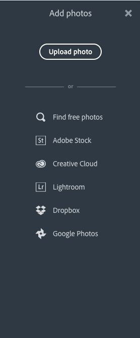 Options for adding photos