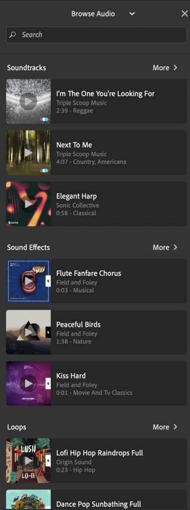 Audio categories