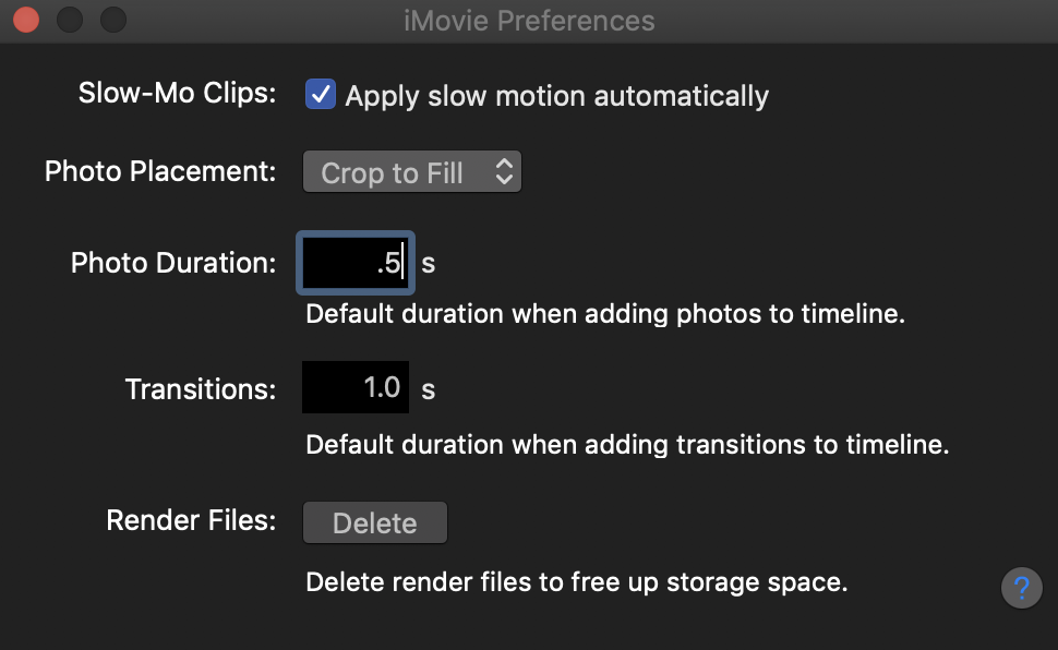 photo duration setting