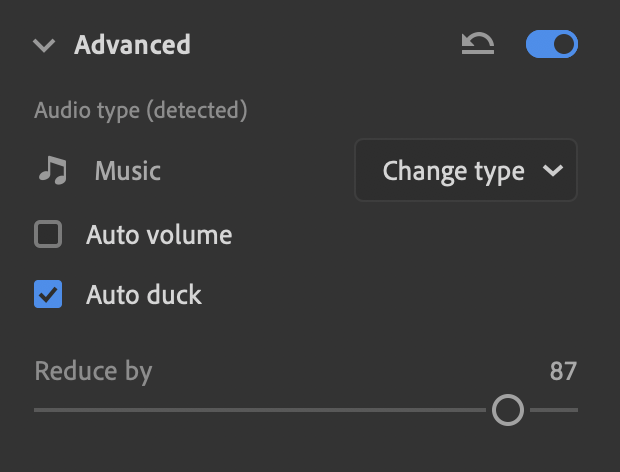 Auto duck selected