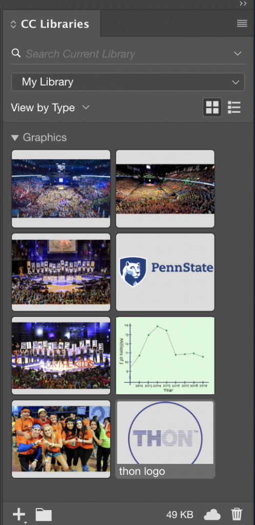 graphics in creative cloud libraries window