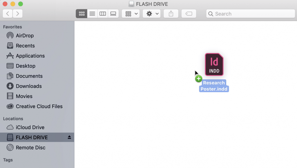 Dropping indesign file to flash drive image