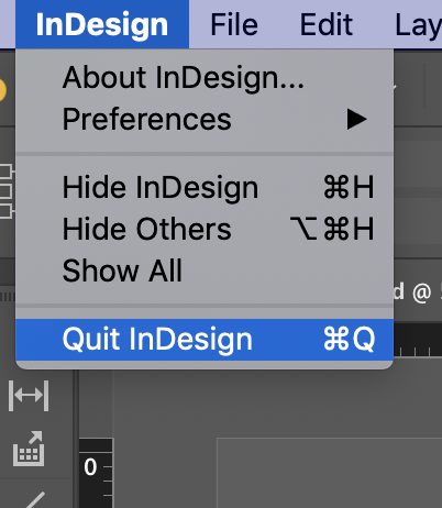 quit Indesign