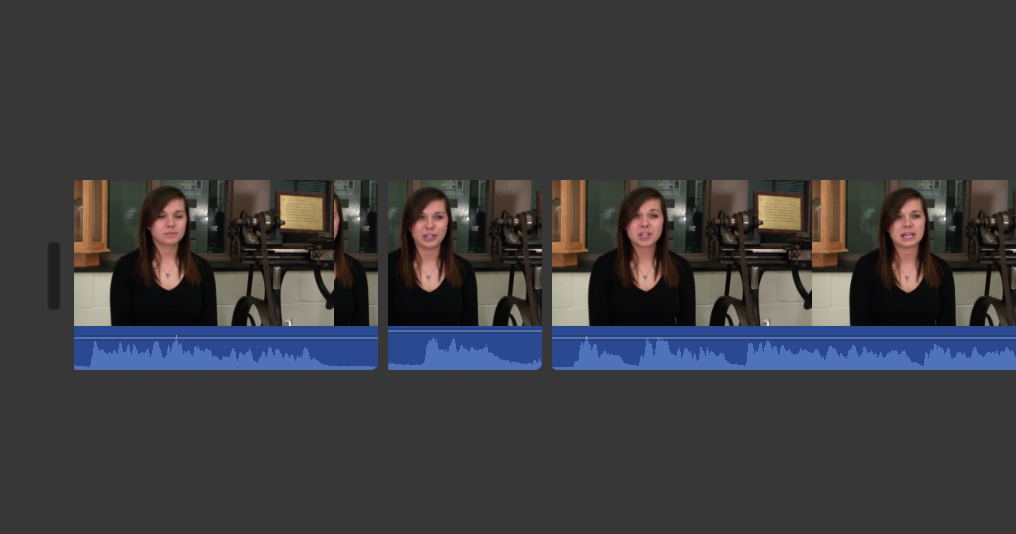 iMovie clip waveforms after adjustment.