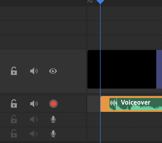 Recorded voiceover in timeline