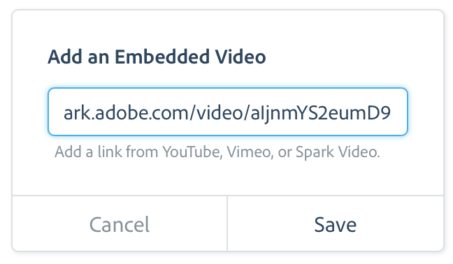 Link field to add an embedded video