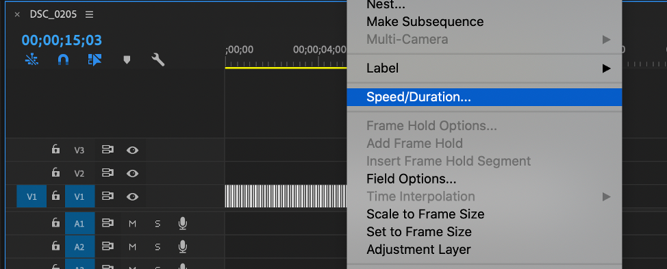 Selecting Speed/Duration