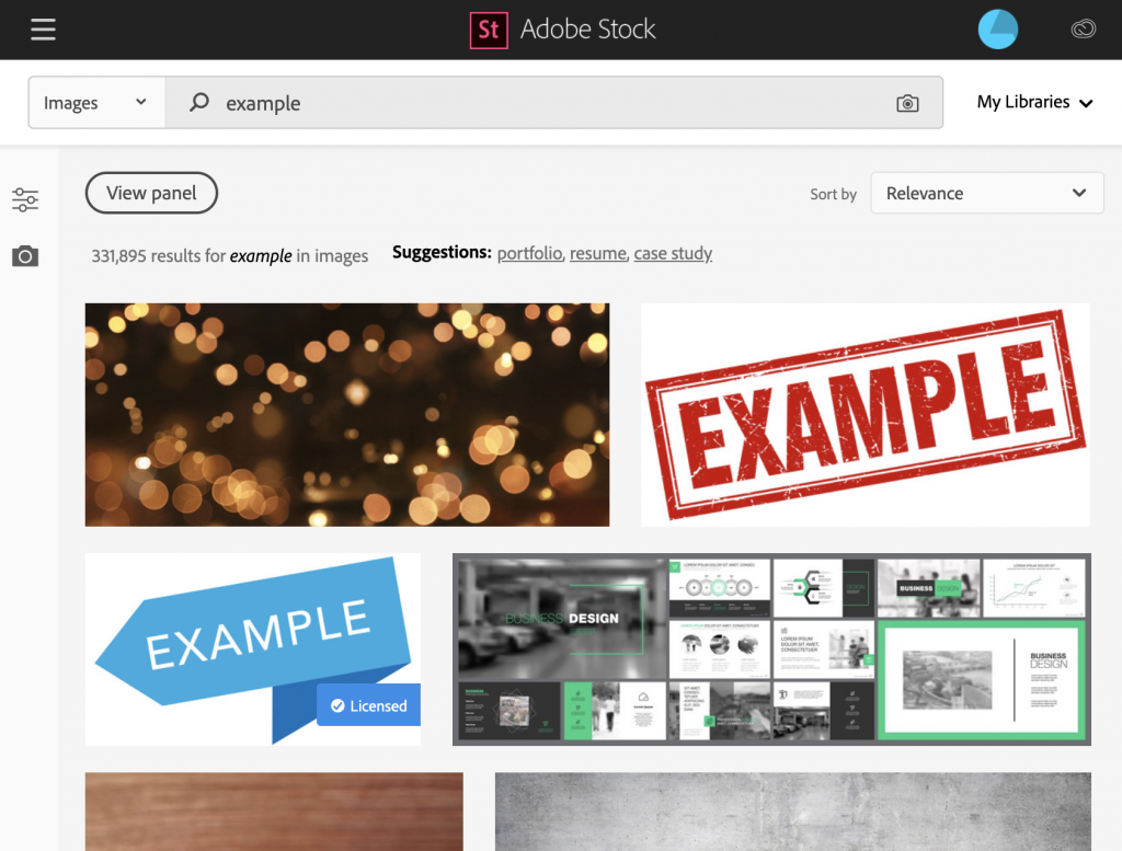 adobe stock search results