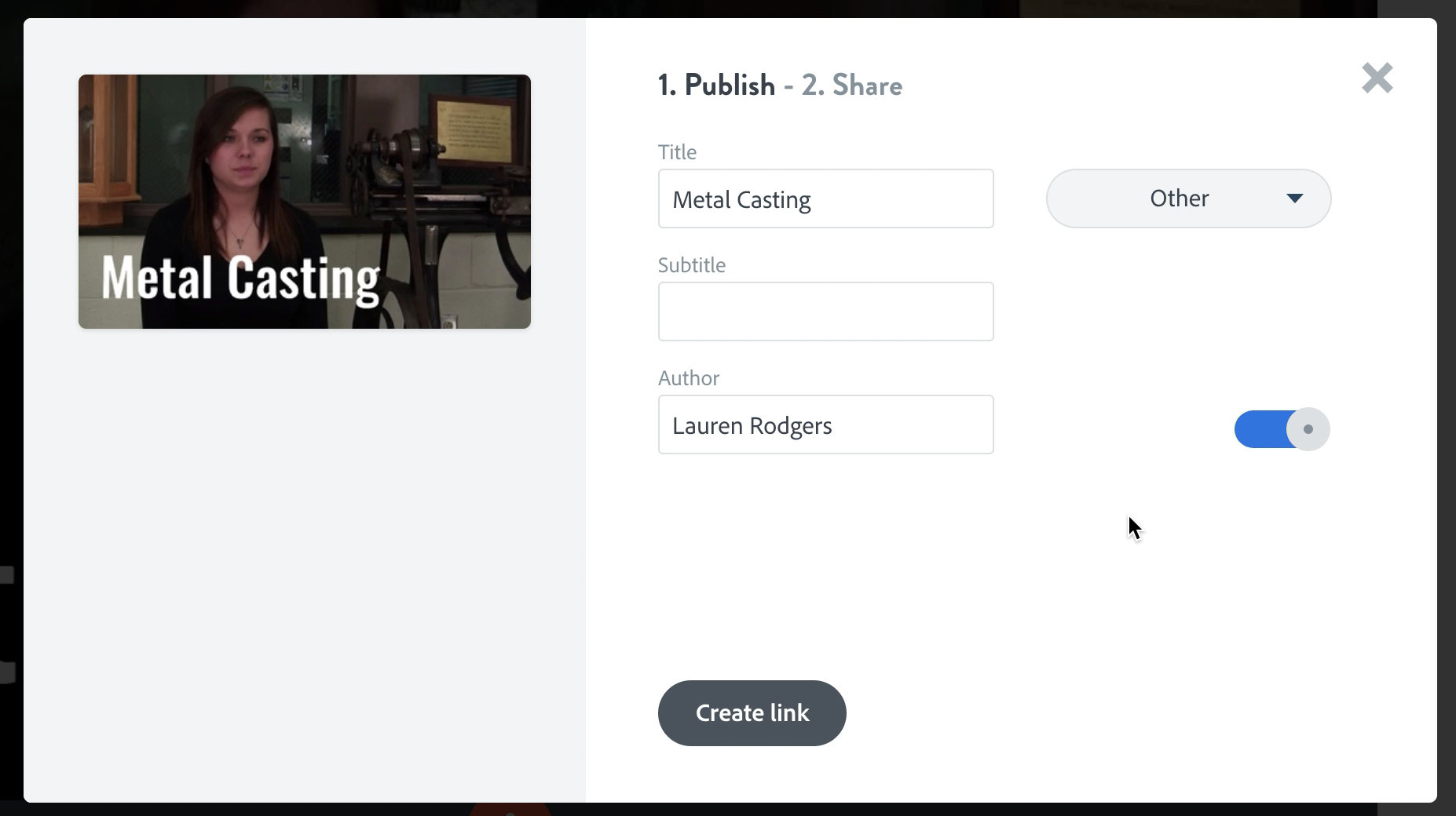 publish settings