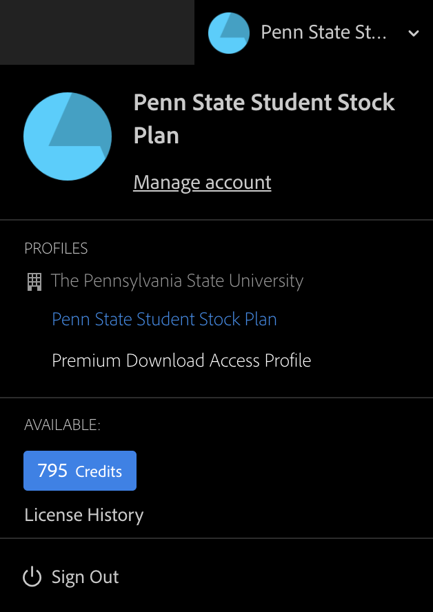 Stock user menu student profile image