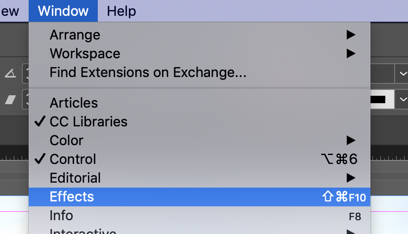 Select Effects in the Window menu.