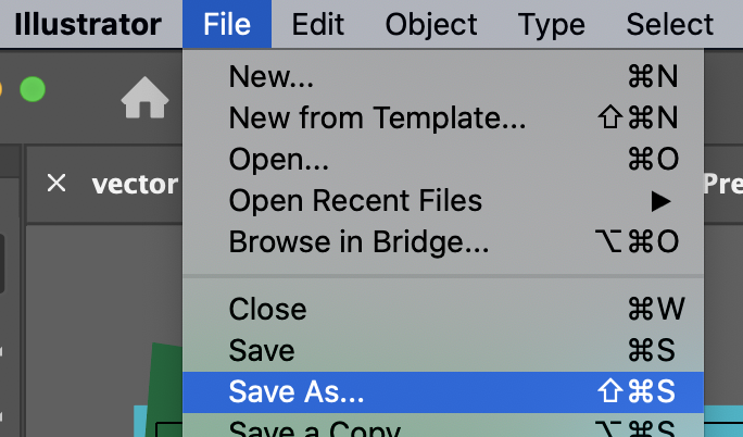 save as from file menu