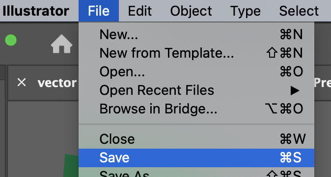 illustrator save from file menu