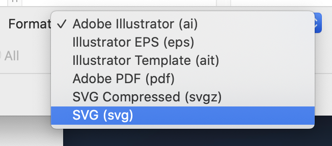select SVG from format dropdown