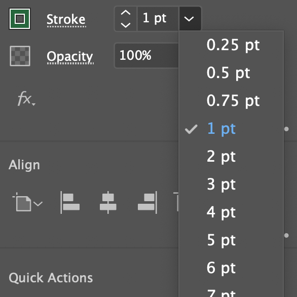 use the arrows or drop down next to stroke to change the line thickness