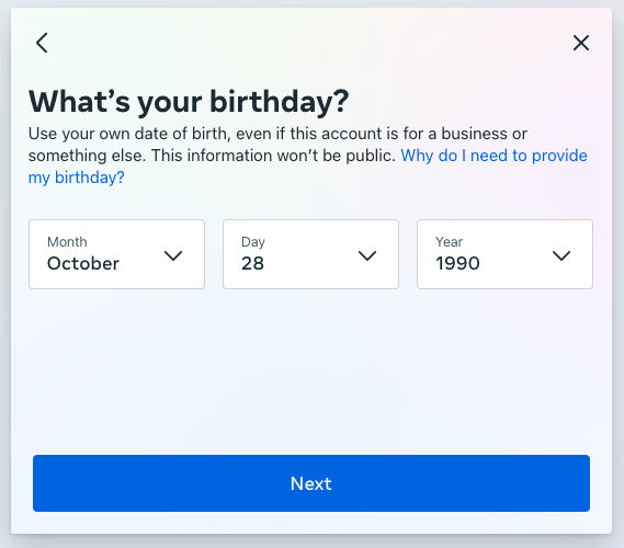 Enter your birthday