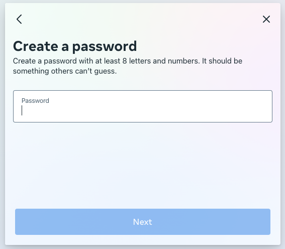 create your password