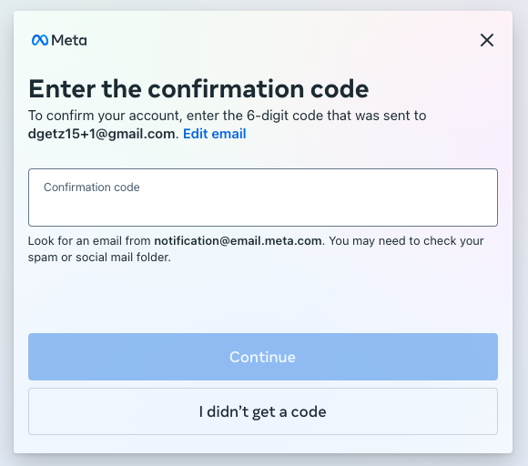 enter confirmation code