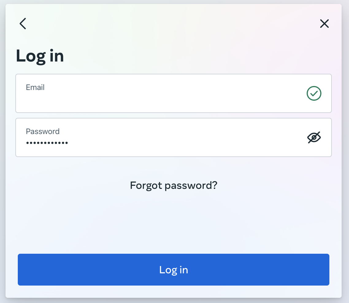 enter your email and password and click log in
