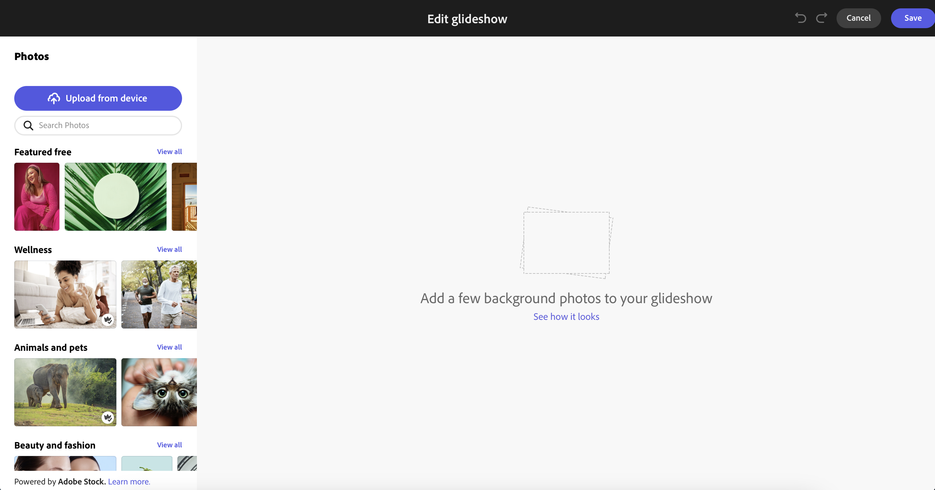 Blank glideshow