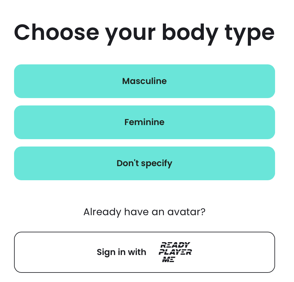 Avatar Body Type Selection