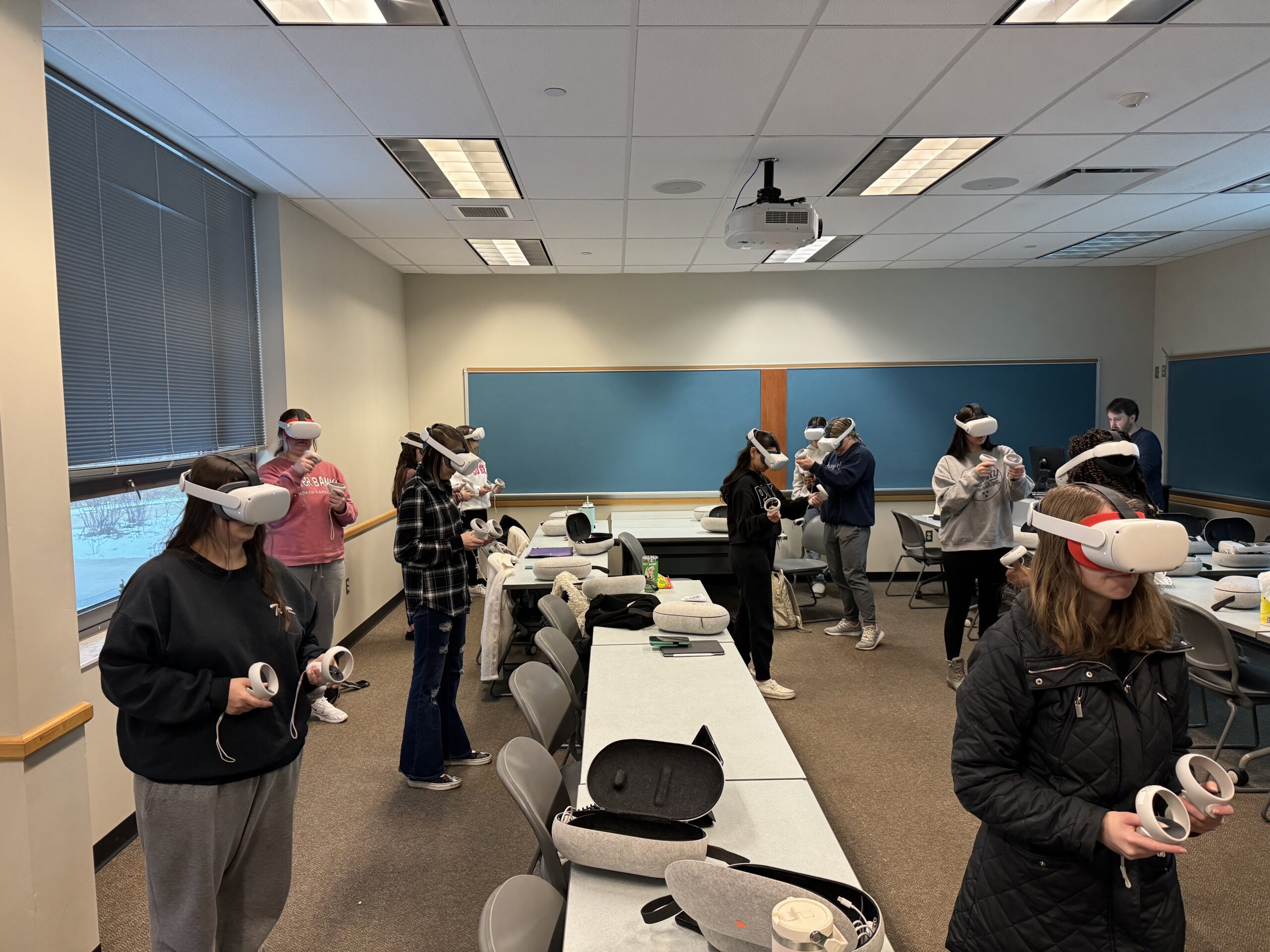 HDFS 445 students learning the ropes with YouTube VR
