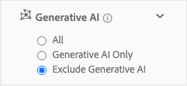 adobe-stock-gen-ai-filter Screenshot of the Adobe Stock search filter to exclude AI-generated content.