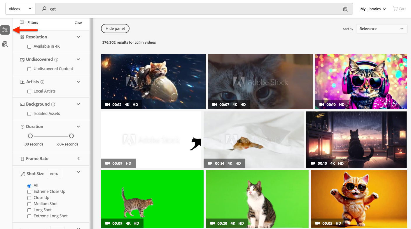 adobe-stock-premium-search-filters Screenshot of the filters available in an Adobe Stock search.